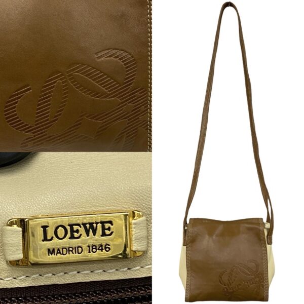 500a243362652 4 Loewe Anagram Nappa Leather Shoulder Pochette Brown Beige