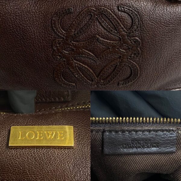 500a243504779 4 Loewe Anagram Engraved Leather Shoulder Tote Handbag Brown