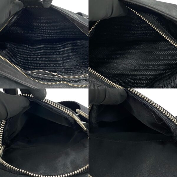 501a243347894 1 Prada Triangle Plate Saffiano Leather Nylon Shoulder Bag Black