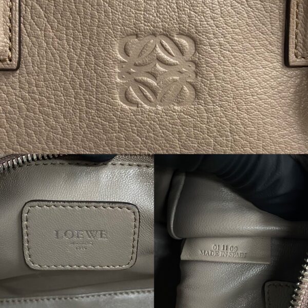 501a243461366 4 Loewe Amazona 28 Anagram Engraved Leather Mini Bag Beige