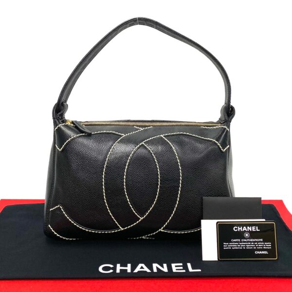 501a243503356 1 Chanel Wild Stitch Decacoco Caviar Skin Handbag Black