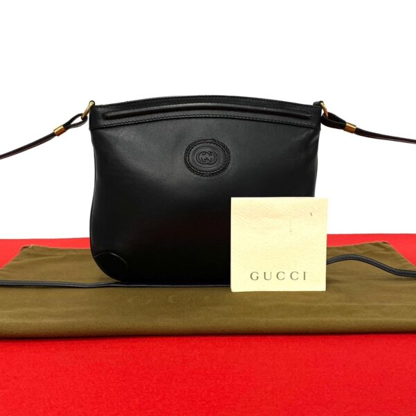 503b2402329 1 Gucci GG Leather Mini Shoulder Bag Pochette Black