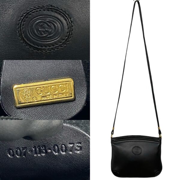 503b2402329 4 Gucci GG Leather Mini Shoulder Bag Pochette Black