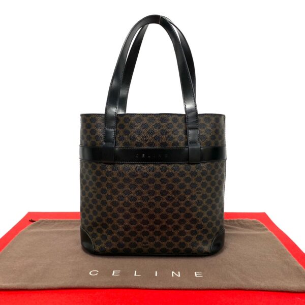 503b2412786 1 Celine Macadam Triomphe Leather Mini Tote Handbag Black