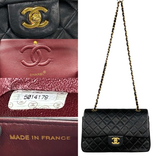 503b242983030 4 Chanel Matelasse Coco Mark Double Flap Lambskin Chain Shoulder Bag Black