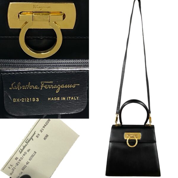 503b243703297 4 Salvatore Ferragamo Gancini Leather 2way Bag Black