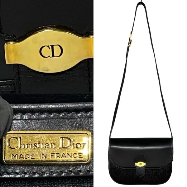 503b243798121 5 Christian Dior Fittings Leather Mini Shoulder Bag Pochette Black