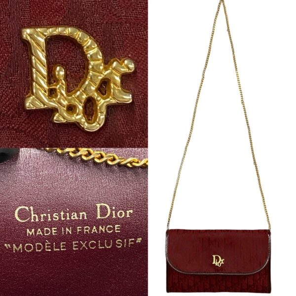 509b243879754 4 Christian Dior Trotter Pattern Canvas Chain Shoulder Bag Bordeaux