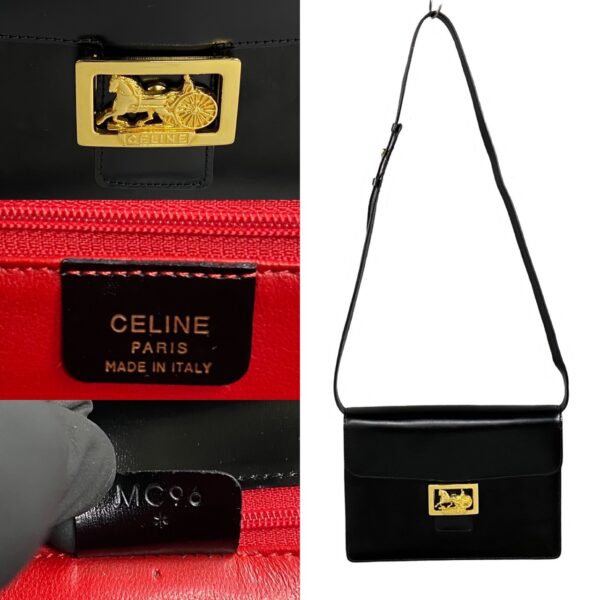 509b243923274 4 Celine Carriage Leather Shoulder Bag Pochette Black