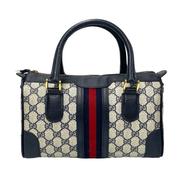 509b2617389 5 Gucci Sherry Line GG Pattern Leather Mini Bag Handbag Navy