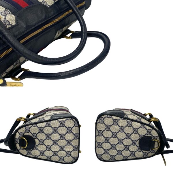 509b2617389 6 Gucci Sherry Line GG Pattern Leather Mini Bag Handbag Navy