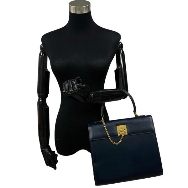 509b2626671 3 Celine Gancini Leather Handbag Shoulder Bag Navy