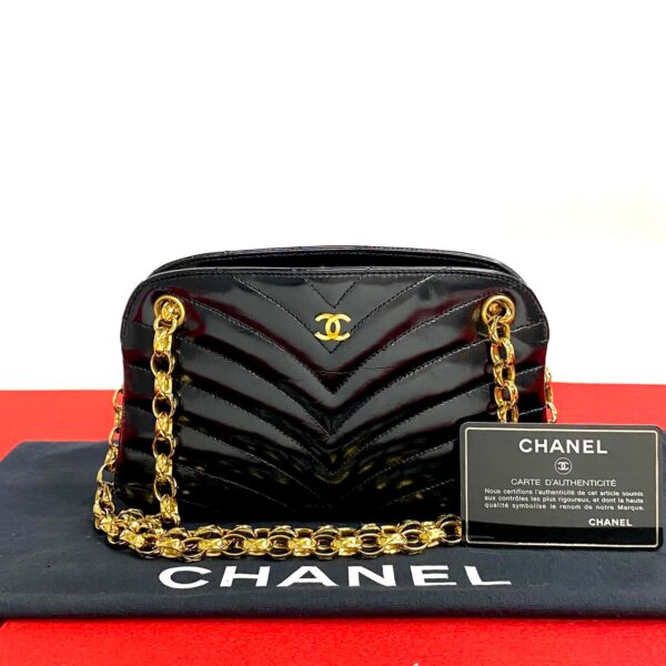 512b244038754 1 Chanel Coco Mark Leather Chain Mini Shoulder Pochette Black