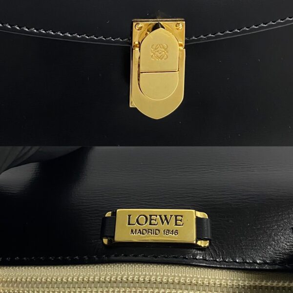 512b244051855 4 Loewe Anagram Fittings Calf Leather Mini Tote Handbag Black