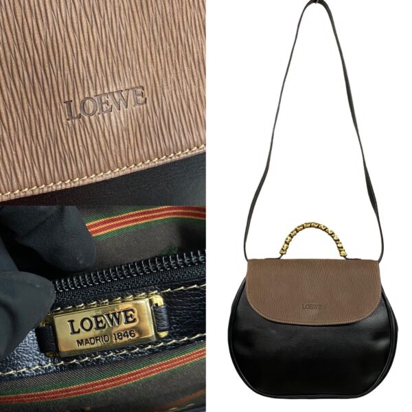 512b244134942 4 Loewe Velasquez Leather 2way Shoulder Handbag Bicolor Black Brown