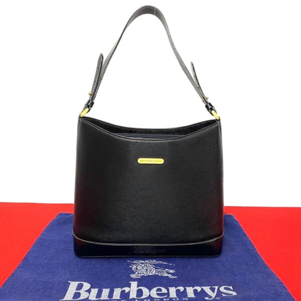 514b2663843 1 Burberry Nova Check Plate Leather Shoulder Handbag Black