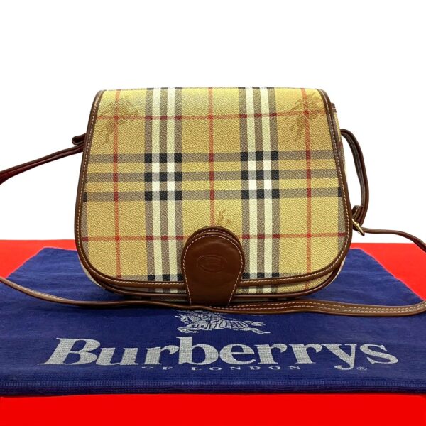 514b2755081 1 Burberry Nova Check Shadow Horse Leather Shoulder Pochette Beige