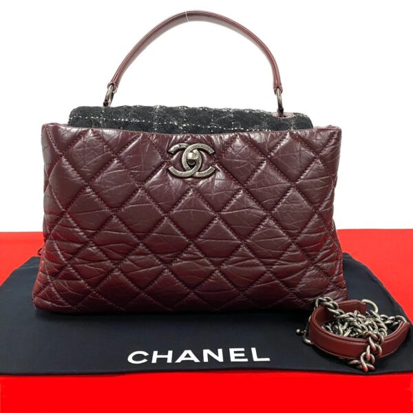 514b2802006 1 Chanel Matelasse Coco Tweed Leather 2way Chain Shoulder Handbag