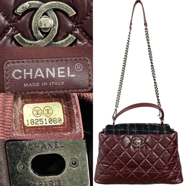 514b2802006 4 Chanel Matelasse Coco Tweed Leather 2way Chain Shoulder Handbag