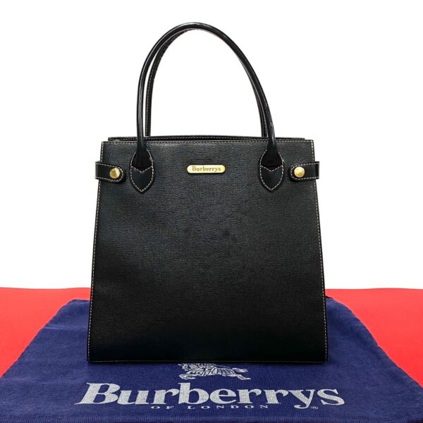 514b2811114 1 Burberry Nova Check Shadow Horse Leather Pochette Tote Bag Black