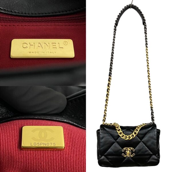 517c244444778 4 Chanel 19 Matelasse Lambskin 2way Chain Shoulder Handbag Black