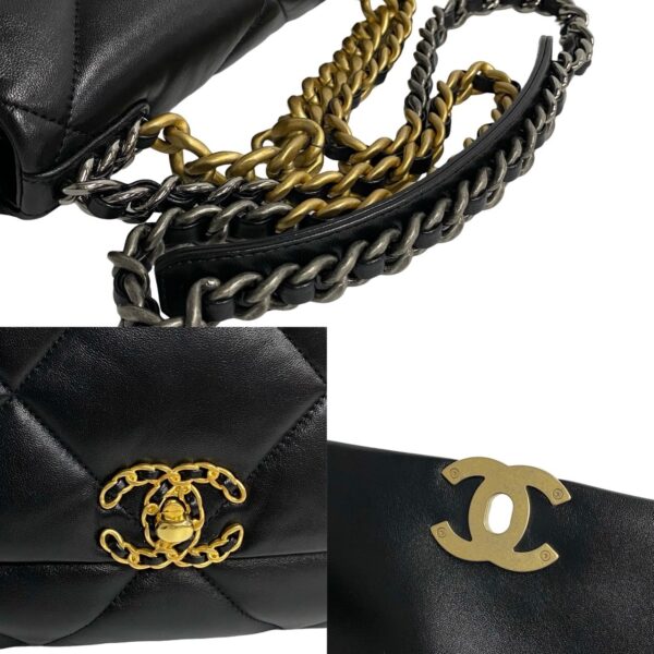 517c244444778 5 Chanel 19 Matelasse Lambskin 2way Chain Shoulder Handbag Black