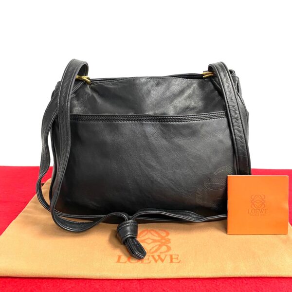 517c2850373 1 Loewe Anagram Leather 2way Shoulder Handbag Black