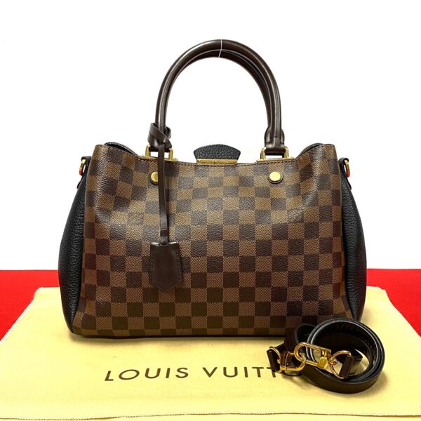 517c2876434 1 Louis Vuitton Brittany 2WAY Handbag Damier Leather Brown Black