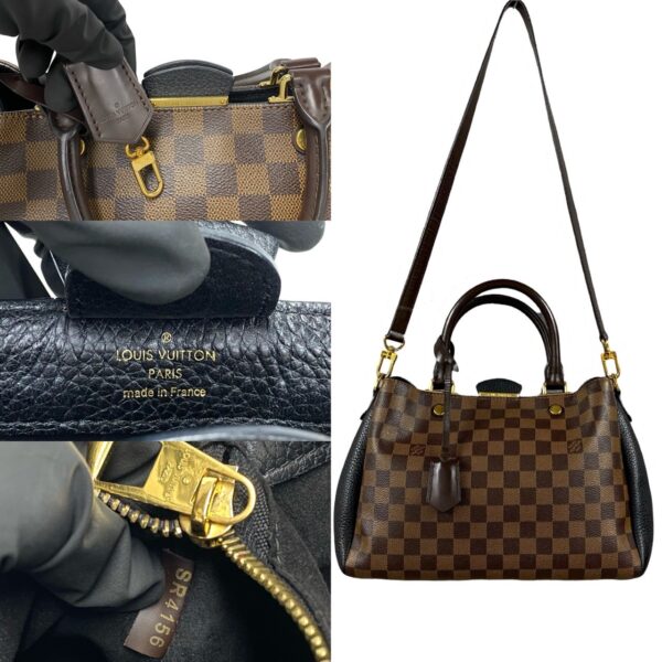 517c2876434 4 Louis Vuitton Brittany 2WAY Handbag Damier Leather Brown Black