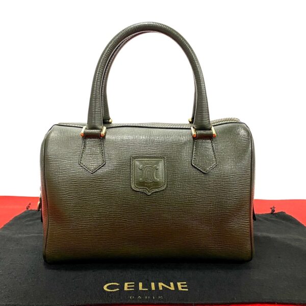 520c244598945 1 Celine Triomphe Leather Handbag Mini Khaki Green