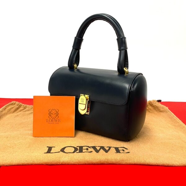 520c244599051 1 Loewe Anagram Calf Leather Mini Bag Navy Blue