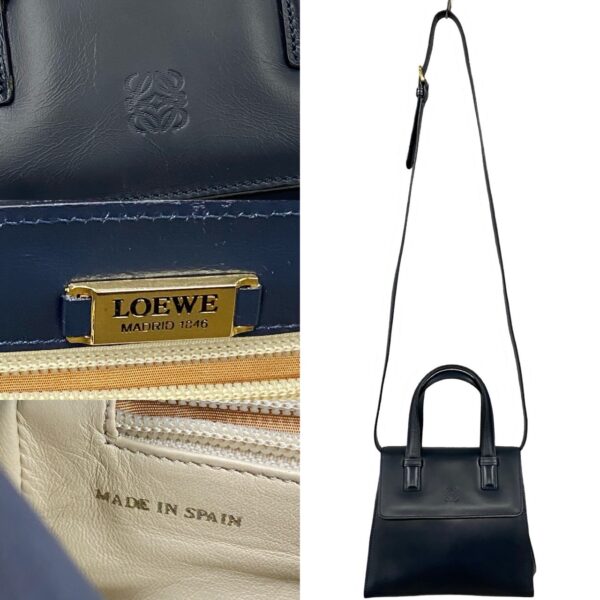 520c244599052 4 Loewe Anagram Leather 2way Shoulder Handbag Navy