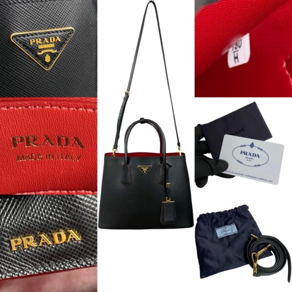 521c244564958 4 Prada Dubre Saffiano Triangle Leather 2WAY Mini Bag Black