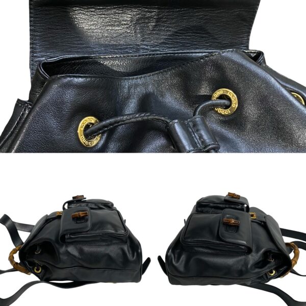 521c244642295 6 Gucci Bamboo Drawstring Leather 2way Rucksack Backpack Black