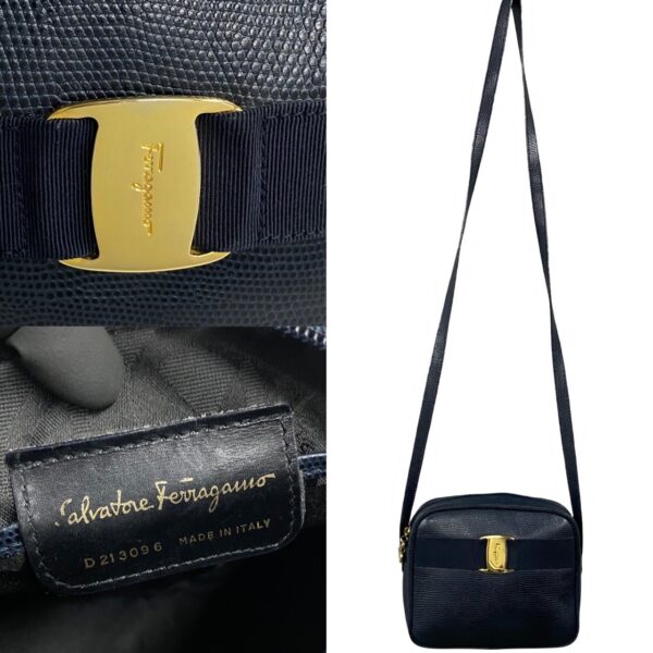 521c3053056 4 Salvatore Ferragamo Vara Leather Shoulder Bag Navy