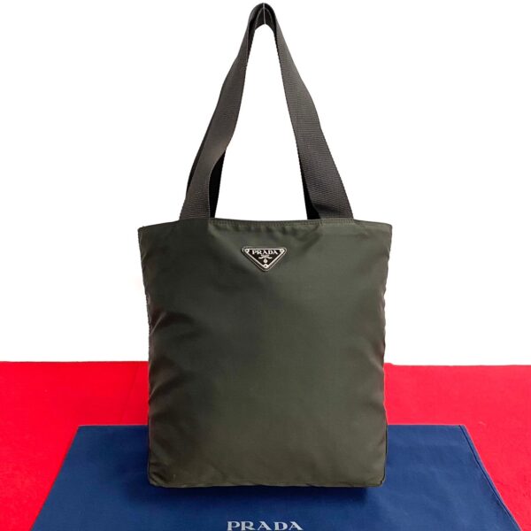 521c3062270 1 Prada Triangle Fittings Nylon Mini Tote Bag Brown