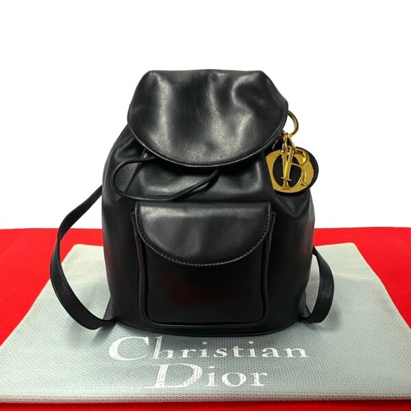 523c2974239 1 Christian Dior Lady Dior Leather Rucksack Black