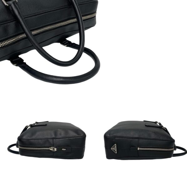 523c3084234 6 Prada Triangle Fittings Saffiano Leather Business Bag Black