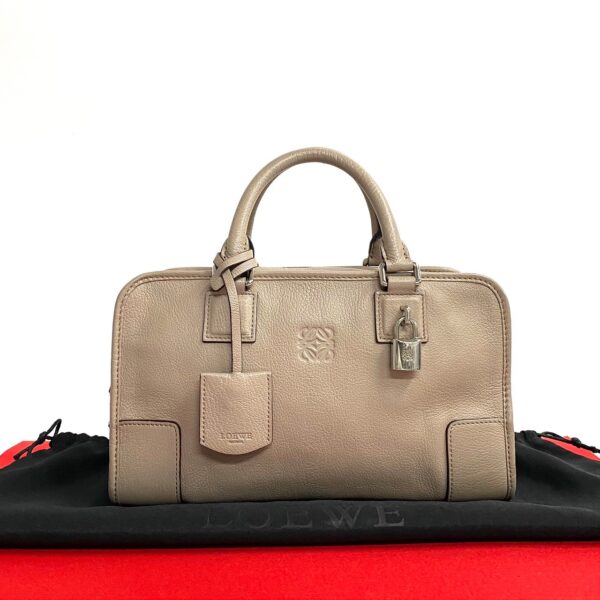 523c3087976 1 Loewe Amazona 28 Anagram Leather Mini Bag Gray Greige