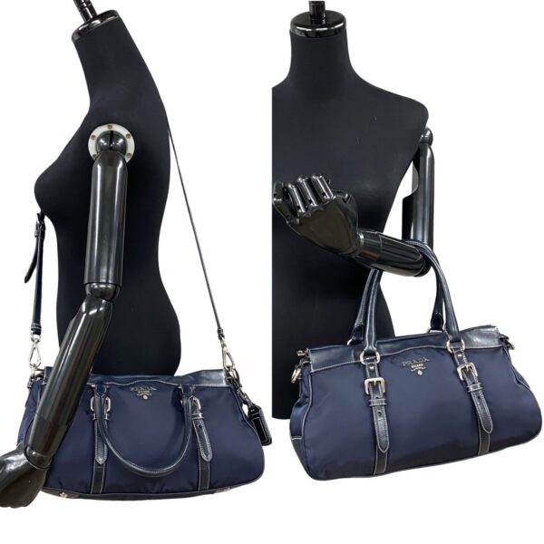 523c3101559 3 Prada Fittings Nylon Leather 2WAY Bag Navy