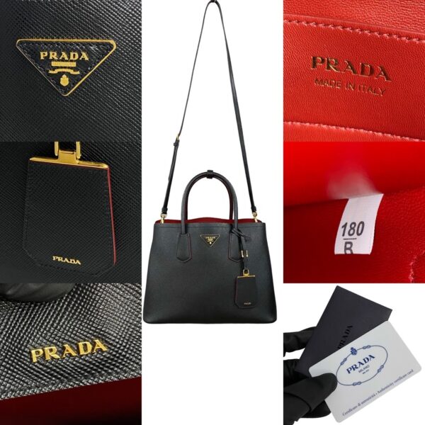 523c3121175 4 Prada Triangle Double Back Leather 2WAY Tote Bag Black