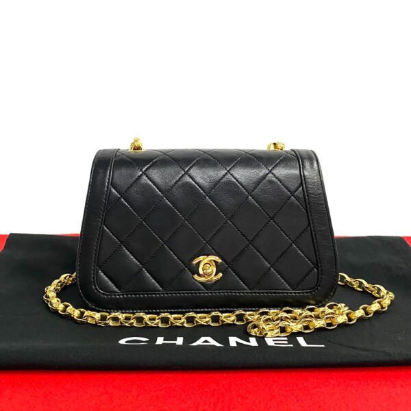 524c3149322 1 Chanel Matelasse Coco Mark Lambskin Chain Mini Shoulder Pochette Black