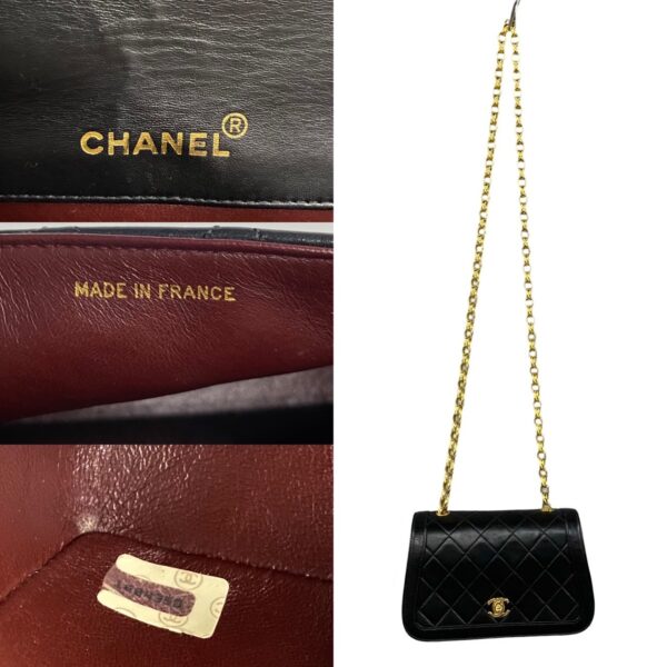 524c3149322 4 Chanel Matelasse Coco Mark Lambskin Chain Mini Shoulder Pochette Black