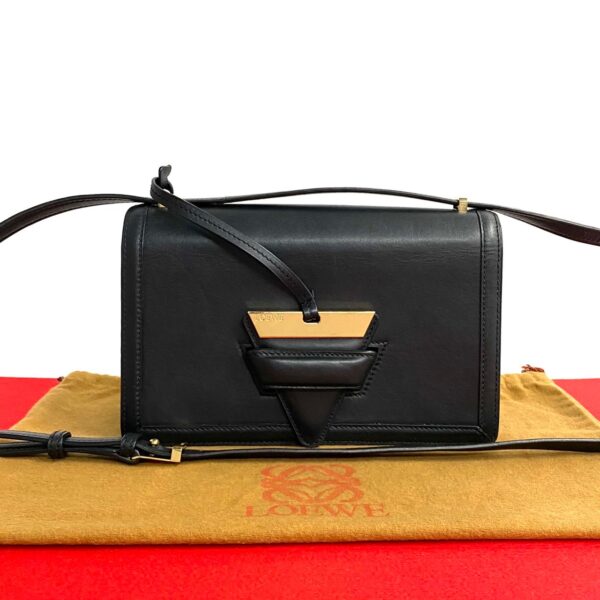 525c244739961 1 Loewe Barcelona Leather Shoulder Pochette Sacoche Black