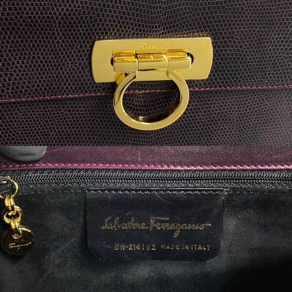 526c3007370 4 Salvatore Ferragamo Gancini Lizard Leather Mini Bag Purple