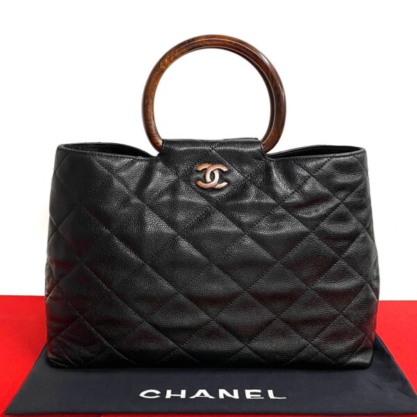 526c3225897 1 Chanel Matelasse Coco Mark Caviar Skin Tote Bag Black