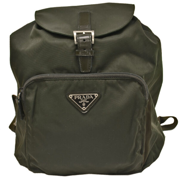 53022a Prada Triangle Backpack Nylon Leather Khaki