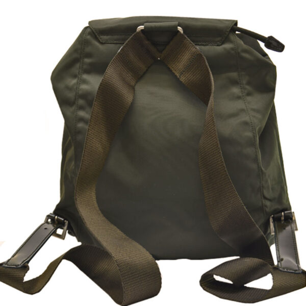 53022a 2 Prada Triangle Backpack Nylon Leather Khaki