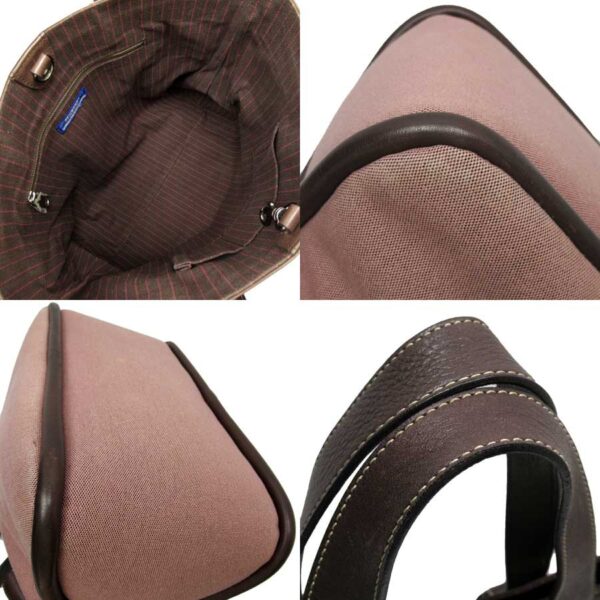 53159a 1 Burberry Blue Label Canvas Leather Shoulder Bag Brown Pink