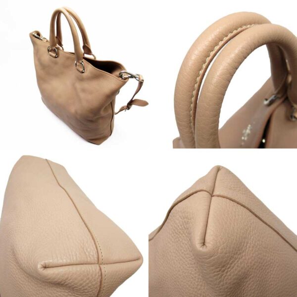 53214a 1 Prada 2Way Handbag Leather Beige Pink